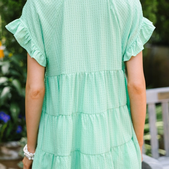 NWT Mint Green Top Blouse Ruffle Tunic Flowy Button Up Sage Small Boutique Umgee - Picture 4 of 9